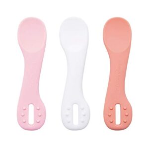 tiny twinkle silicone dipper 3-pack - baby utensils for first feeding, baby led weaning training spoons