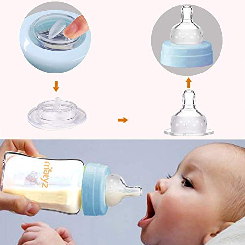 Matyz Glass Breastmilk Storage Bottles, 4 Pack, 8 oz, Sturdy Glass Bottle for Milk Freezing and Baby Feeding - Large Pumping Bottle for Philips Medela Spectra Breast Pumps - BPA Free (Blue Lids)