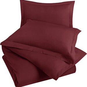 Utopia Bedding Duvet Cover Queen Size Set - 1 Duvet Cover with 2 Pillow Shams - 3 Pieces Comforter Cover with Zipper Closure - Ultra Soft Brushed Microfiber, 90 X 90 Inches (Queen, Burgundy)