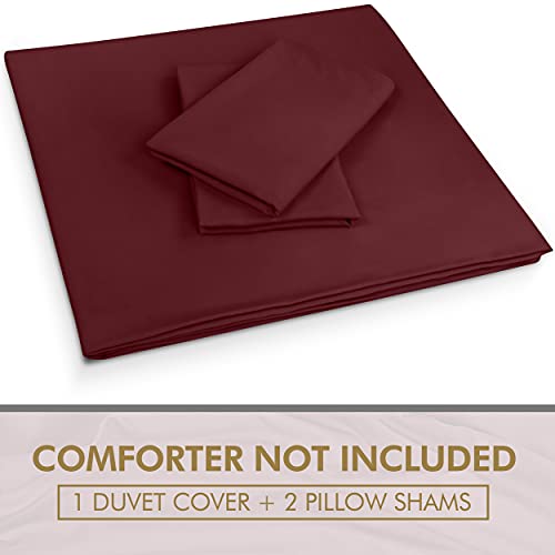 Utopia Bedding Duvet Cover Queen Size Set - 1 Duvet Cover with 2 Pillow Shams - 3 Pieces Comforter Cover with Zipper Closure - Ultra Soft Brushed Microfiber, 90 X 90 Inches (Queen, Burgundy)