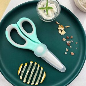 Ceramic Scissors for Baby Food,Safety Healthy BPA Free and Portable Toddler Shears with Protective Blade Cover and Travel Case, 2 Pack(Pink and Green)