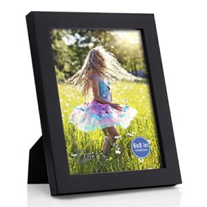 rpjc 6x8 inch picture frame made of solid wood and high definition glass display pictures for table top display and wall mounting photo frame black