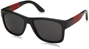 polo ralph lauren men's ph4162 square sunglasses, shiny black/grey, 54 mm