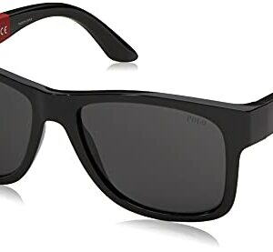 Polo Ralph Lauren Men's PH4162 Square Sunglasses, Shiny Black/Grey, 54 mm