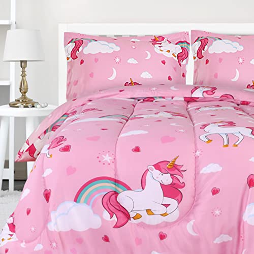 Utopia Bedding - Comforter Bedding Set with 2 Pillow Cases - 3 Piece Soft Brushed Microfiber Kids Bedding Set for Boys/Girls - Machine Washable, Unicorn, Twin