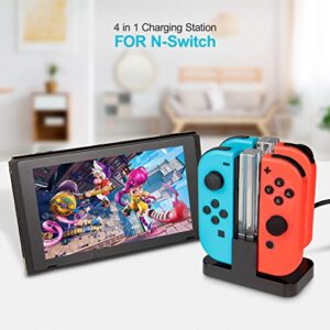 Keten NS Switch Accessories Kit, Including Carry Case, Charging Dock, Playstand, Extension Cable, Game Card Case, Screen Protector, J-Con Grips, Wheels, Crystal Case, TPU Case, Caps