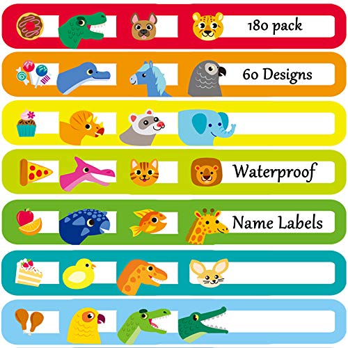 Youngever 180 Pack Baby Bottle Labels for Daycare, Waterproof, Self-Lamination, Write-on, 60 Fun Design