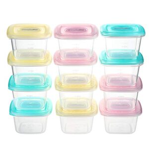 PandaEar Baby Food Snack Plastic Storage Container with Lids, 12 Pack Set BPA Free Freezer & Dishwasher Safe for Kids