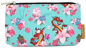 loungefly mulan mushu & crickie nylon aop coin/cosmetic pouch