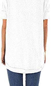 JomeDesign Womens Tops Short Sleeve Side Split Casual Loose Tunic Top White X-Large