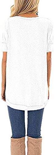 JomeDesign Womens Tops Short Sleeve Side Split Casual Loose Tunic Top White X-Large