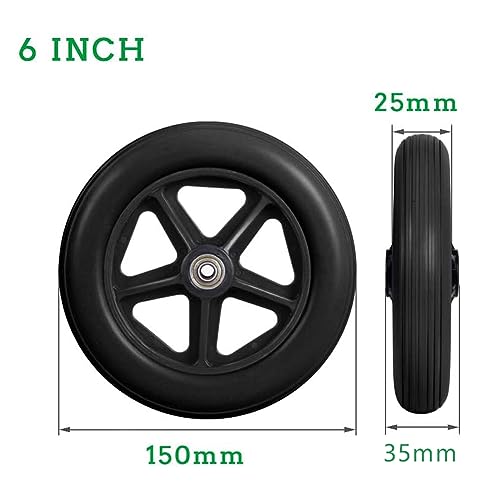 6 Inch Solid Wheel Replacement for Wheelchairs, Rollators, Walkers,