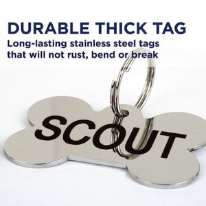 GoTags Stainless Steel Pet ID Tags, Personalized Dog Tags and Cat Tags, up to 8 Lines of Custom Text, Engraved on Both Sides, in Bone, Round, Heart, Bow Tie and More