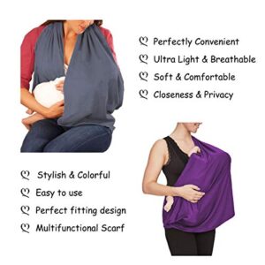 2 Pack Nursing Cover Breastfeeding Cover Breast Feeding Cover ups Infinity Scarf, JTSN Lightweight Soft Breathable Udder Cover Light car-seat Stroller Canopy mom Baby Essentials (Dark Gray Purple)