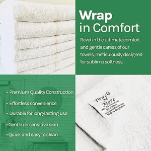 Towels N More - 6 Pack 22x44 Super Absorbent and Easy Care 100% Cotton Towels Ring Spun Loop - Home Essentials White and Soft Bathroom Towels Set - Ideal for Home, Gym, Hotels, Salon, Hair Dry