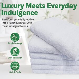 Towels N More - 6 Pack 22x44 Super Absorbent and Easy Care 100% Cotton Towels Ring Spun Loop - Home Essentials White and Soft Bathroom Towels Set - Ideal for Home, Gym, Hotels, Salon, Hair Dry