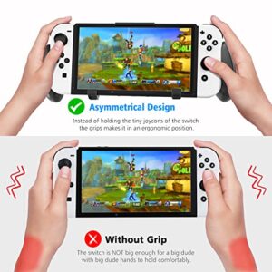 Switch Grip with Upgraded Adjustable Stand, Compatible with Nintendo Switch & OLED, OIVO Asymmetrical Grip with Adjustable Stand and 5 Game Slots-4 Thumb Caps Included