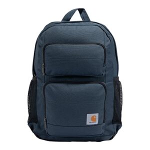 carhartt 27l single-compartment backpack, durable pack with laptop sleeve and duravax abrasion resistant base, navy, medium