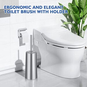 Toilet Brush and Holder, Toilet Brush 304 Stainless Steel, Toilet Bowl Brush for Bathroom Toilet-Ergonomic, Elegant,Durable