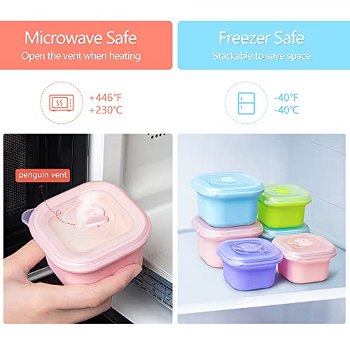 Termichy Baby Food Containers, 4 Pack Leakproof Silicone Baby Food Jars with Lids, Microwave, Freezer & Dishwasher Safe, Food Storages Prefer for Daycare-No Glass (4x3OZ, Colorful)