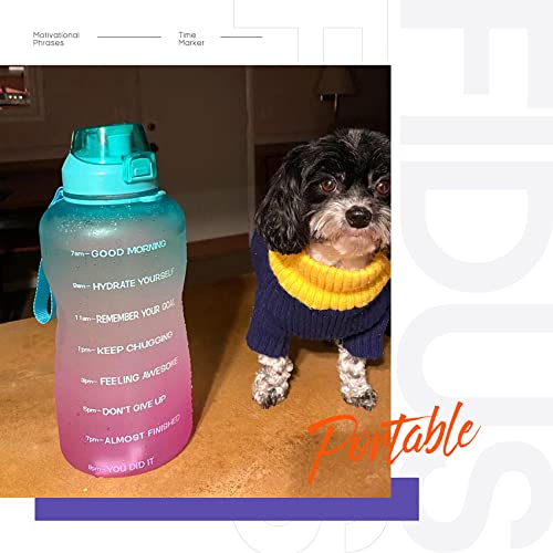 Fidus Large 1 Gallon/128oz Motivational Water Bottle with Time Marker & Straw,Leakproof Tritan BPA Free Water Jug,Ensure You Drink Enough Water Daily for Fitness,Gym and Outdoor Sports