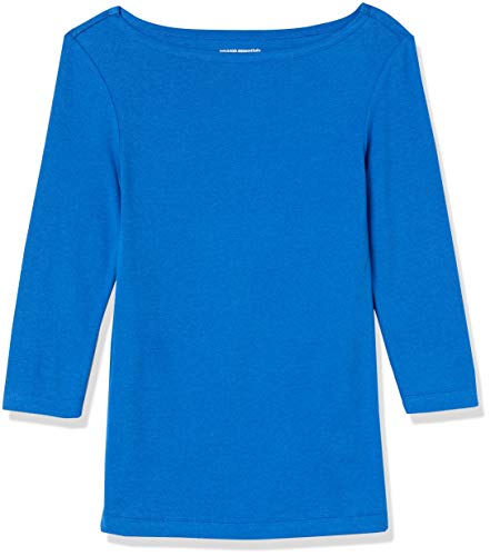 Amazon Essentials Women's Slim-Fit 3/4 Sleeve Solid Boat Neck T-Shirt, Cobalt Blue, X-Large