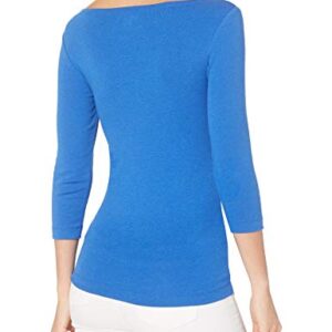 Amazon Essentials Women's Slim-Fit 3/4 Sleeve Solid Boat Neck T-Shirt, Cobalt Blue, X-Large