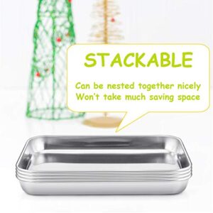 E-far Stainless Steel Kids Plates, 4 Pieces Mini Metal Dinner Dish Set for Kids Toddler Child, 7.3” x 5.3” x 0.75”, Non-Toxic & & Dishwasher Safe, Great for Self-Feeding/Picnic/Outdoor Camping