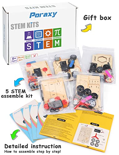 5 in 1 STEM Kits, STEM Projects for Kids Ages 8-12, Wooden Model Car Kits, Gifts for Boys 8-12, 3D Puzzles, Science Educational Crafts Building Kit, Toys for 8 9 10 11 12 13 Year Old Boys and Girls