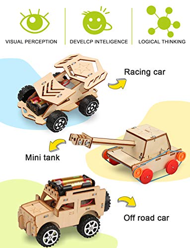 5 in 1 STEM Kits, STEM Projects for Kids Ages 8-12, Wooden Model Car Kits, Gifts for Boys 8-12, 3D Puzzles, Science Educational Crafts Building Kit, Toys for 8 9 10 11 12 13 Year Old Boys and Girls