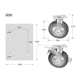 8" Heavy Duty Plate Casters 2200lbs Load Capacity Lockable Bearing Caster Wheels with Brakes Industrial Swivel Top Plate Casters Wheels Set of 4 for Cart, Trolleys, Furniture and Workbench