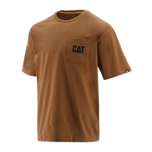 caterpillar men's cat logo pocket premium cotton t-shirt, bronze, 2xl