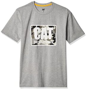 caterpillar men's cat diesel power short sleeve classic fit tee, heather grey, xl
