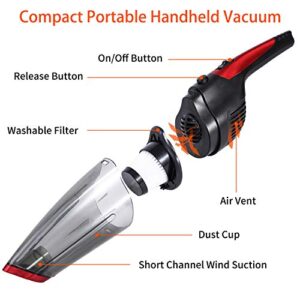 Fityou Handheld Vacuum Cleaner Cordless, Rechargeable (USB Charge), Powerful Suction Cleaner, Portable Hand Vacuum for Pet Hair Home and Car Cleaning, Wet & Dry