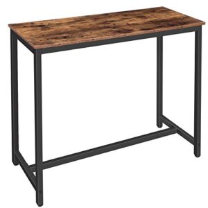 hoobro bar table, 47.2” rectangular pub table, dining table for living room, dining room, kitchen, adjustable feet, sturdy metal frame, industrial design, easy assembly, rustic brown bf50bt01