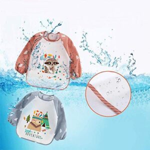 Haimoburg 3pcs Set Baby Toddler Kids Waterproof Long Sleeve Bibs Apron Feeding Smock