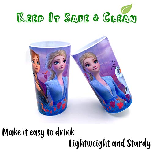 Disney Frozen 2 Elsa Anna Drink Tumblers with Lid, Reusable Straw Set for Kids Girls Toddlers, Pack of 2 - Safe BPA free by Zak design,16 ounces