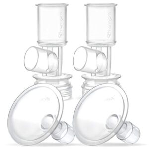 maymom myfit flange set, two-piece breast shield (15mm small) base connector compatible with selected ameda breast pumps (shield 15mm + connector)