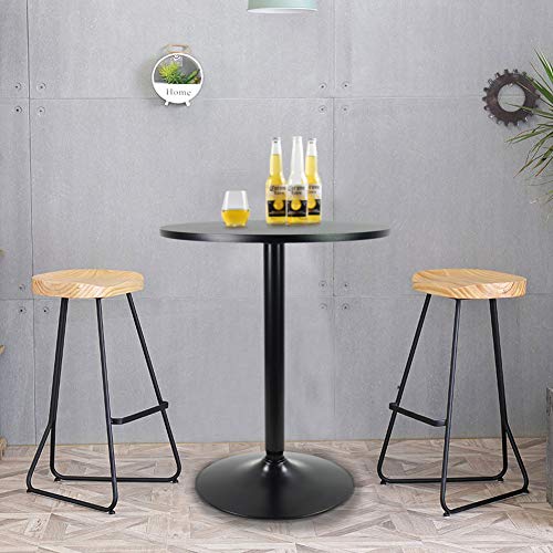 KKTONER Round Bar Table 23.6-Inch Top for Cocktail Bar Pub Dining Bistro (28.7H, Black)