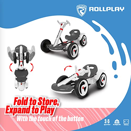 Rollplay Flex Kart 6V Electric Go Kart for Children Aged 2-5 Featuring Space-Saving Folding Function, Easy Push Start Button, and a Top Speed of 2 MPH