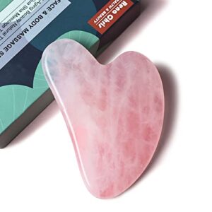 rena chris rose quartz gua sha, natural jade facial tools for spa acupuncture, pink stone for body face neck and eye, skin care gift for woman