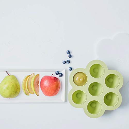 Simka Rose Baby Food Storage Containers - Freezer Safe Tray Silicone Baby Food Freezer Storage Tray Molds Breast Milk Freezer Tray - 2.5 Oz BPA Free with Clip-on Lid for homemade Purees & Breastmilk