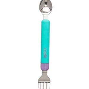 melii Spork On The Go - Travel Utensils for Babies and Toddlers - Detachable Fork and Spoon with Carrying Case - Blue & Purple