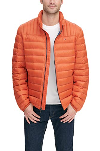 Tommy Hilfiger Men's Real Down Insulated Packable Puffer Jacket, Orange, X-Large