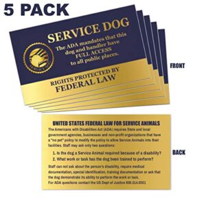 Service Dog Tag Double Sided Federal Protection with Medical Alert Symbol | Includes Five Service Dog Law Cards | Attaches to Collar Harness Vest Dog Service Tag