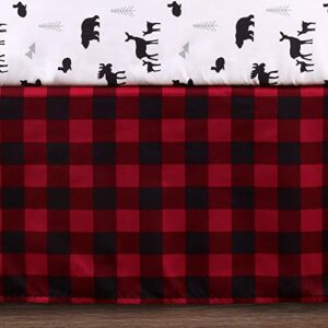 The Peanutshell Buffalo Plaid Crib Bedding Set for Boys or Girls, Woodland Animals, 3 Pieces