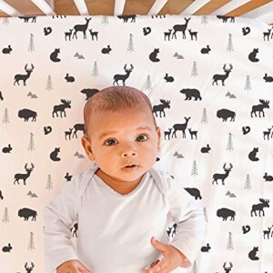 The Peanutshell Buffalo Plaid Crib Bedding Set for Boys or Girls, Woodland Animals, 3 Pieces