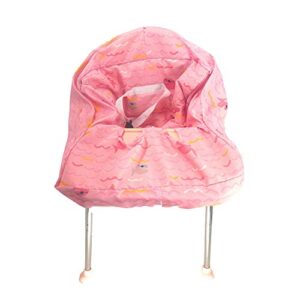 Portable 2-in1 Grocery Cart Cover and High Chair Seat Cover for Baby (Pink Fish)