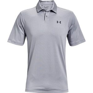 under armour men's performance stripe golf polo , steel (035)/pitch gray, small