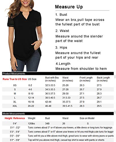 Zattcas Women's Summer V Neck Short Sleeve Tunic Shirt Business Casual Blouses for Women Black Medium